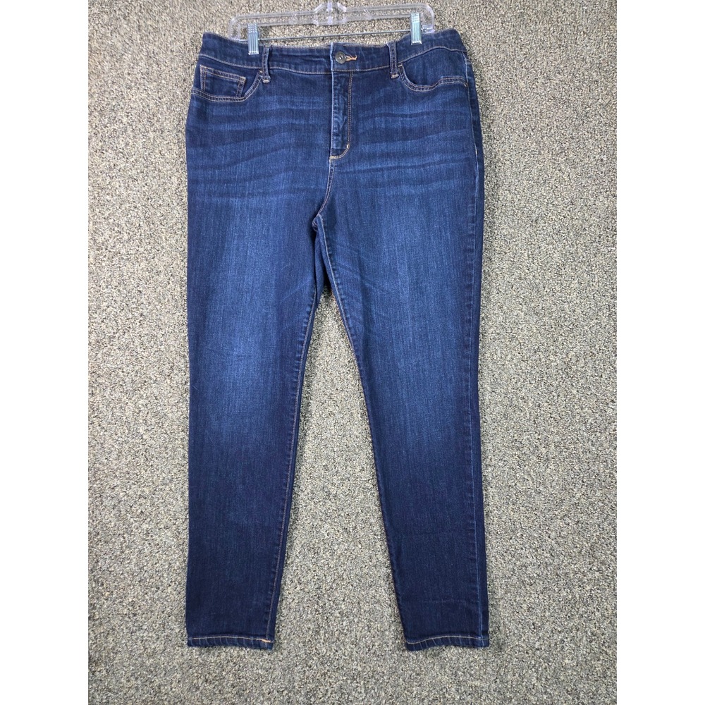 St. John's Bay Skinny Leg Jeans Women 16 Blue Dark Wash High Rise Stretch Denim